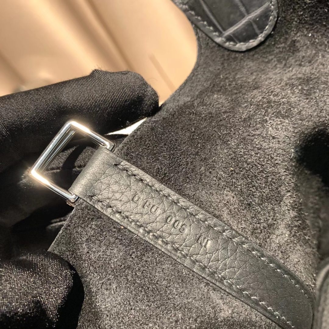 에르메스 피코탄 락18 블랙 은장 끌레망스 악어가죽 핸들